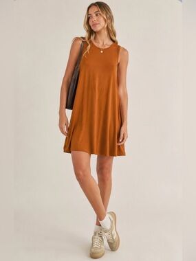 RVCA swing dress. Mustard orange/yellow color. Size med. viscose fabric.